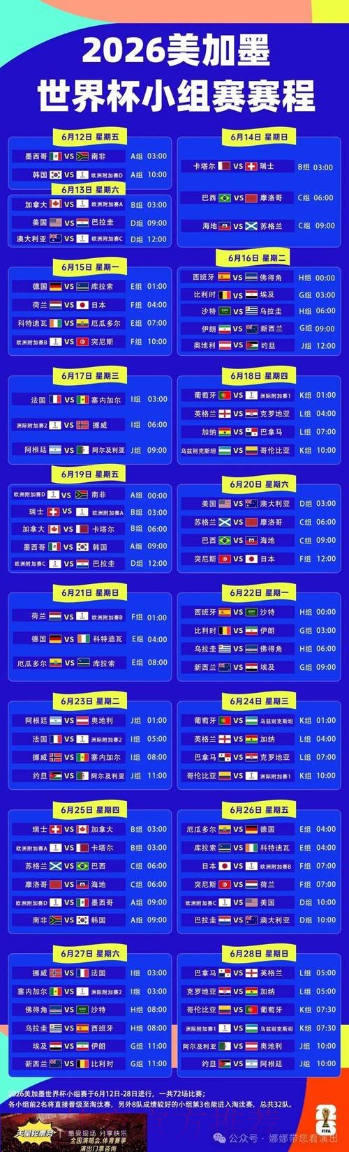 2026世界杯每日赛程哪里可以看
